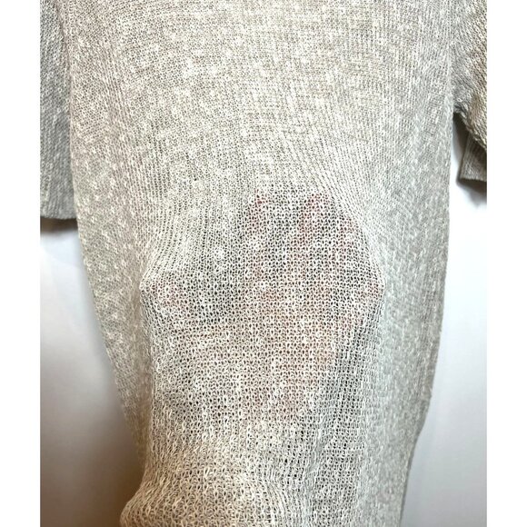 Eileen Fisher Pebble Beige Mélange Half-Sleeve V-Neck Tunic Linen Blend XL - Picture 10 of 10